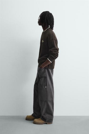 PULL EN JACQUARD AVEC INSCRIPTION - Marron de Zara - Image 3