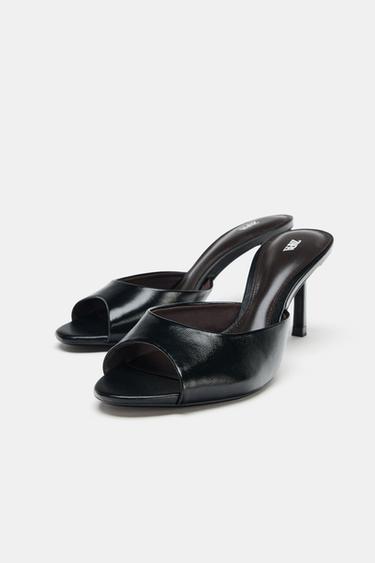 LEATHER SLINGBACK SANDALS - Black by Zara - Image 2