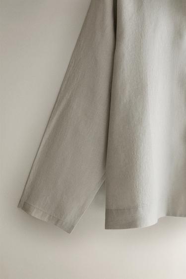 CHEMISE LIN POCHE - Gris de Zara - Image 2