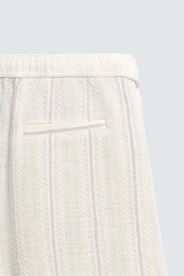 TEXTURED REGULAR FIT BERMUDA SHORTS - Ecru by Zara - Image 9