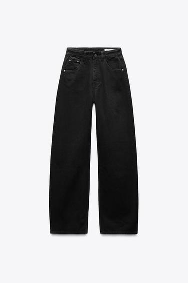 TRF HIGH-WAIST CURVED JEANS - Black by Zara