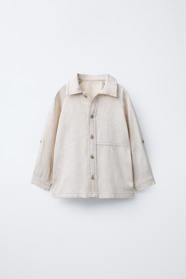 SHIRT WITH CONTRAST TOPSTITCHING - Ecru by Zara - Image 1