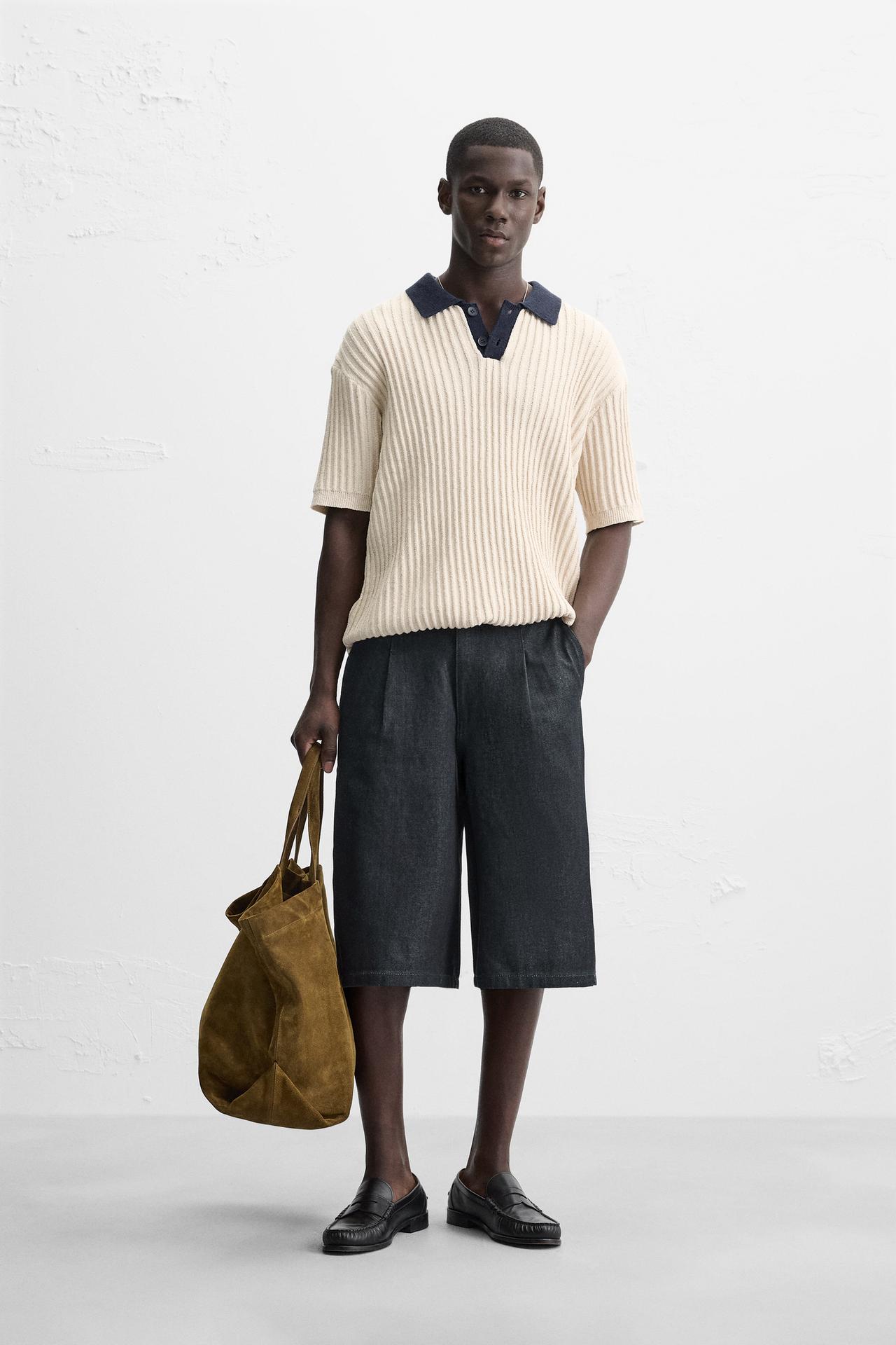 CONTRAST KNIT POLO SHIRT - Ecru by Zara