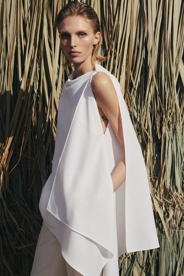 TOP MET ASYMMETRISCHE CAPEMOUW ZW COLLECTION - Ecru van Zara