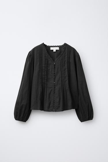 CHEMISE ROMANTIQUE STRUCTURÉE - Noir de Zara - Image 0