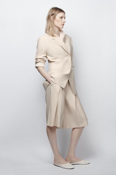 ZW COLLECTION LIMITED EDITION WOOL BLEND STRAIGHT BLAZER - Beige by Zara - Image 4