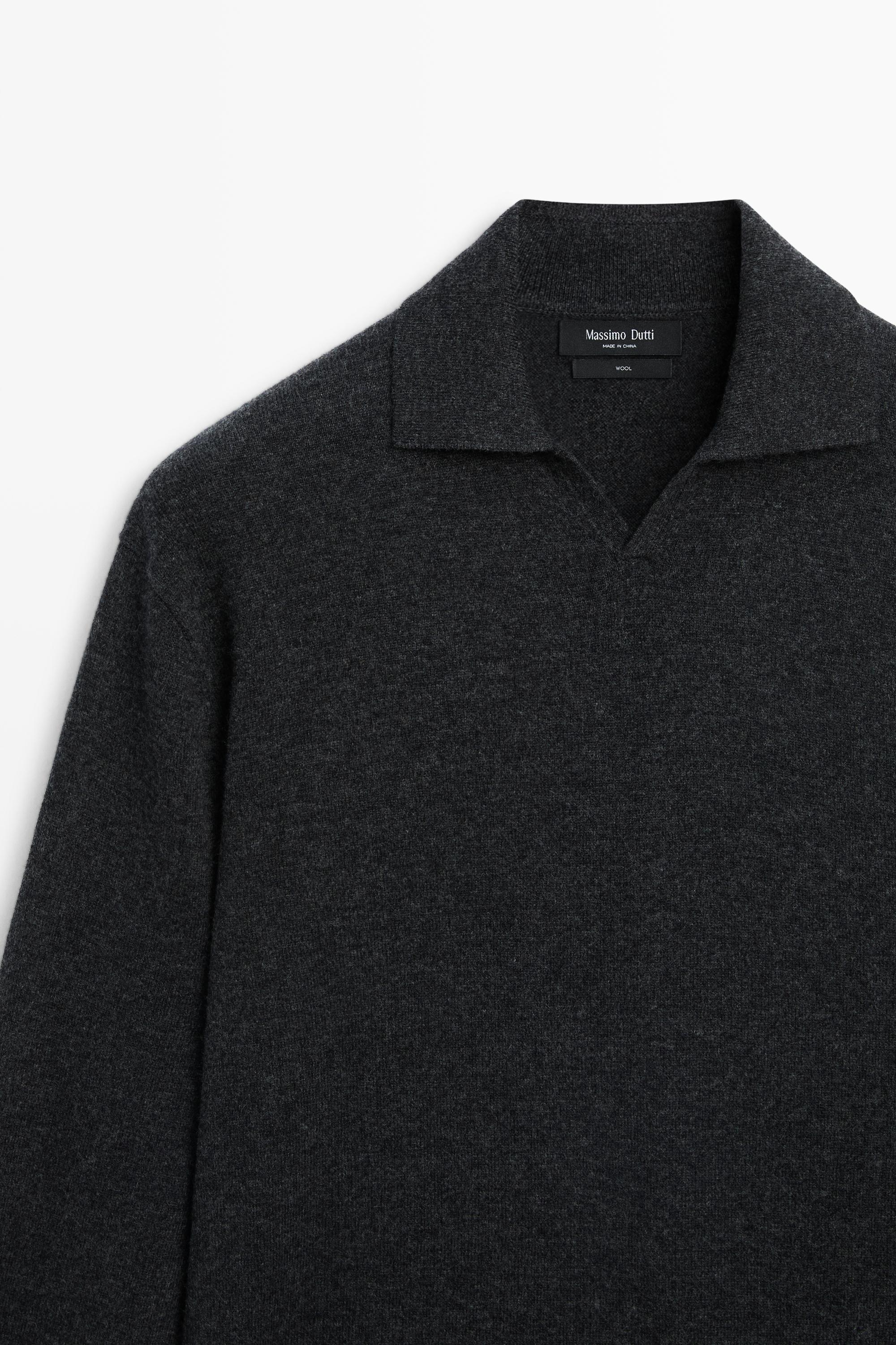 100% wool knit polo sweater
