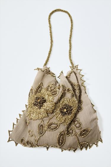SEQUIN MINI BUCKET BAG - Brown by Zara