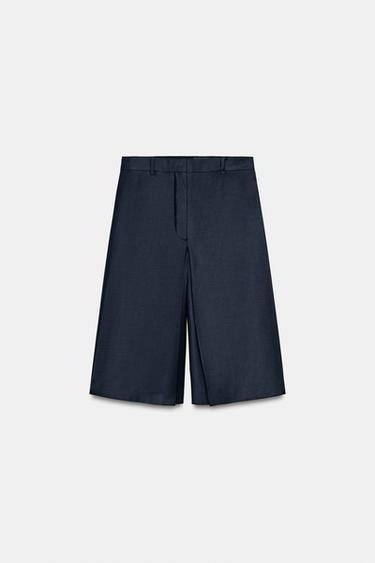 BERMUDA LONGUE EN MÉLANGE DE LAINE ZW COLLECTION - Bleu marine de Zara - Image 4