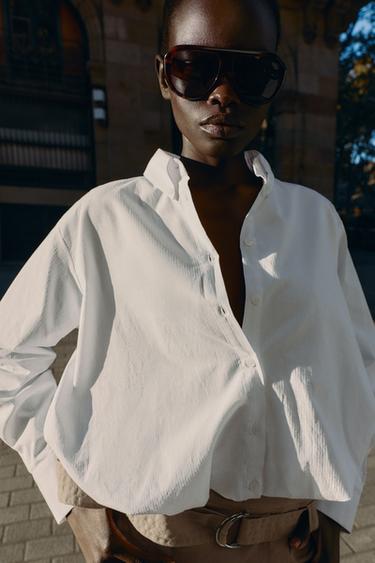 POPLIN BALLOON SHIRT - Oyster-white by Zara