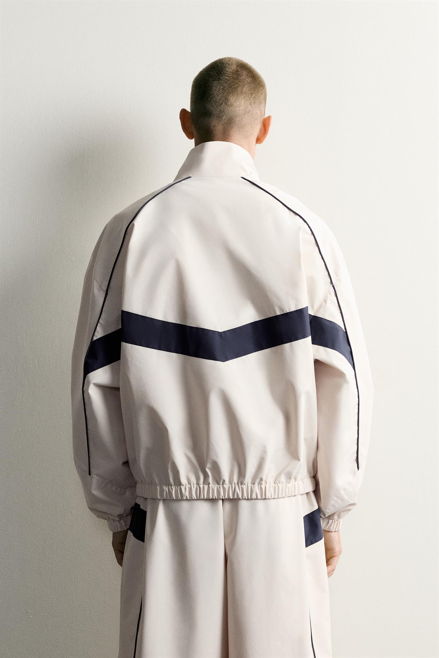 Мужская куртка Zara Water-Repellent Contrast Technical, цвет: Серо-бежевый — фото 3