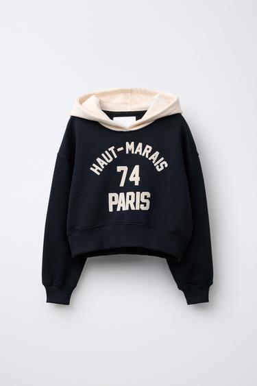 SUDADERA TEXTO FLOCK - Negro de Zara