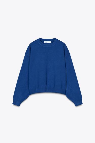 SUDADERA BÁSICA PUNTO LISO - Azulón de Zara