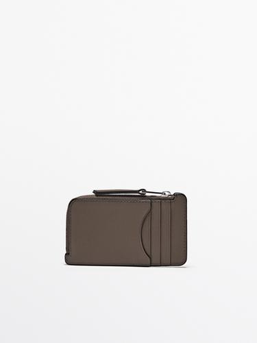 Zara Nappa leather zipped card holder - Gray