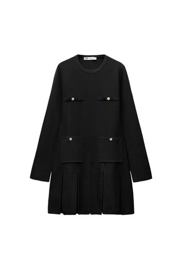SHORT PLEATED KNIT DRESS