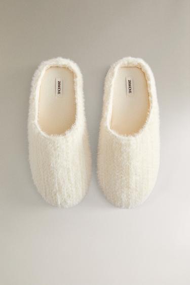 FAUX FUR SLIPPERS WITH PLAITED DETAIL - Beige by Zara - Image 2