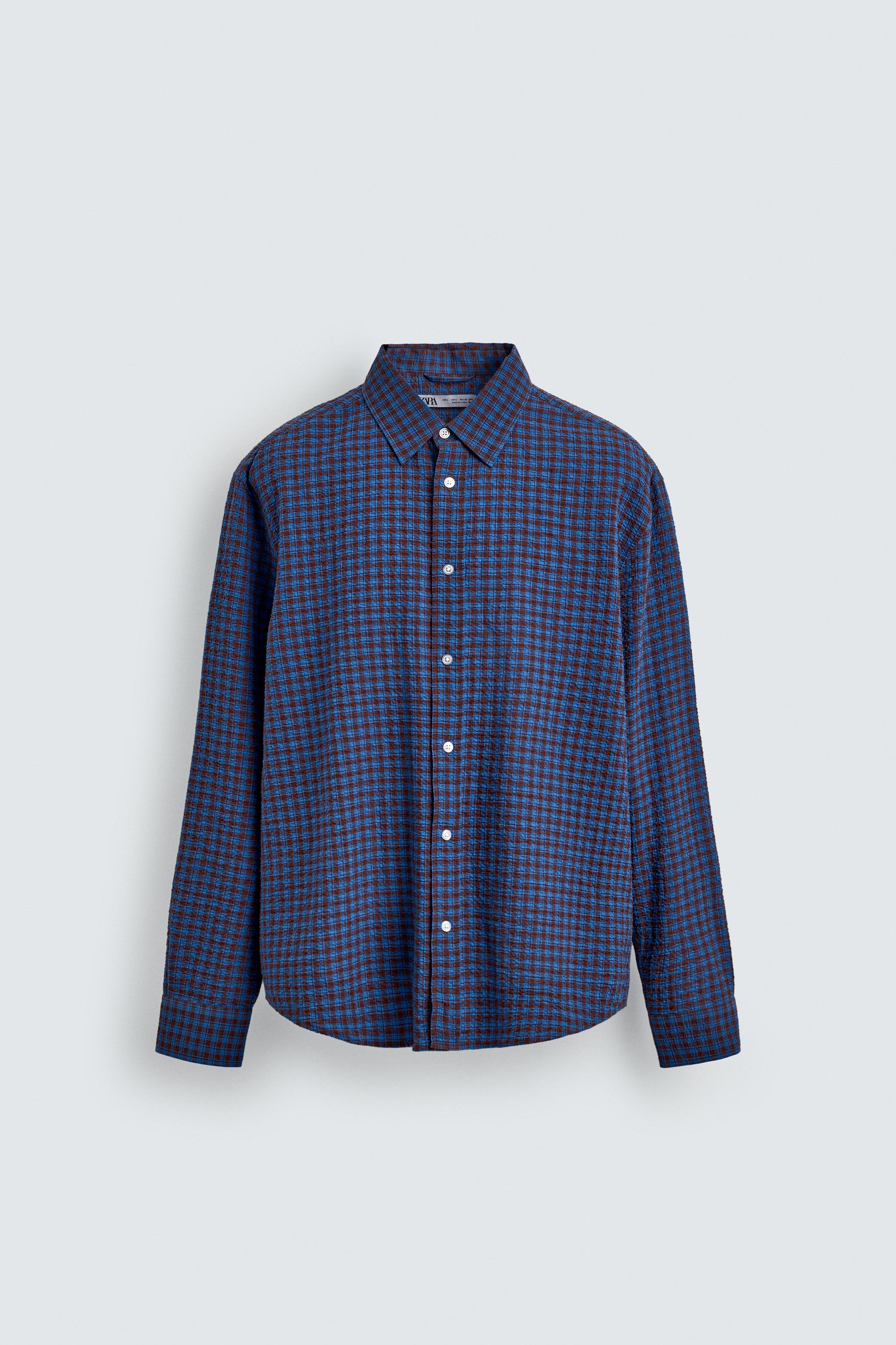 シャツ リラックスフィットチェックシャツ - 濃青 | ZARA Japan / 日本