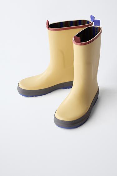 COLOUR BLOCK WELLIES - Sand Brown by Zara - Image 5