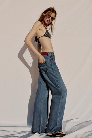 Zara Z1975 HIGH WAIST STRAIGHT LONG LENGTH JEANS - Mid-blue