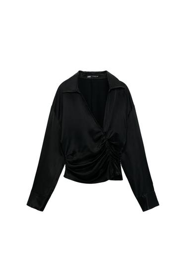 SATIN SHIRT WITH GATHERING