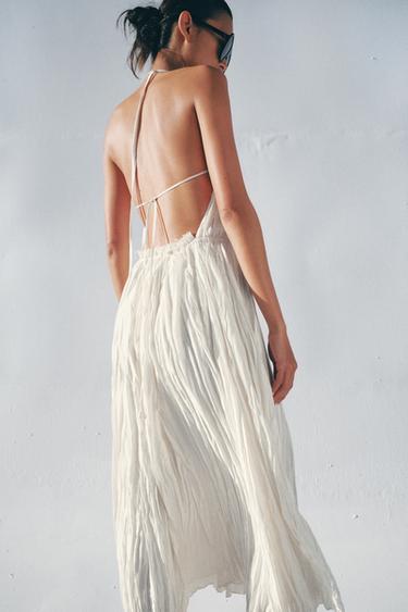 ZW COLLECTION PLEATED HALTER DRESS - Vanilla by Zara