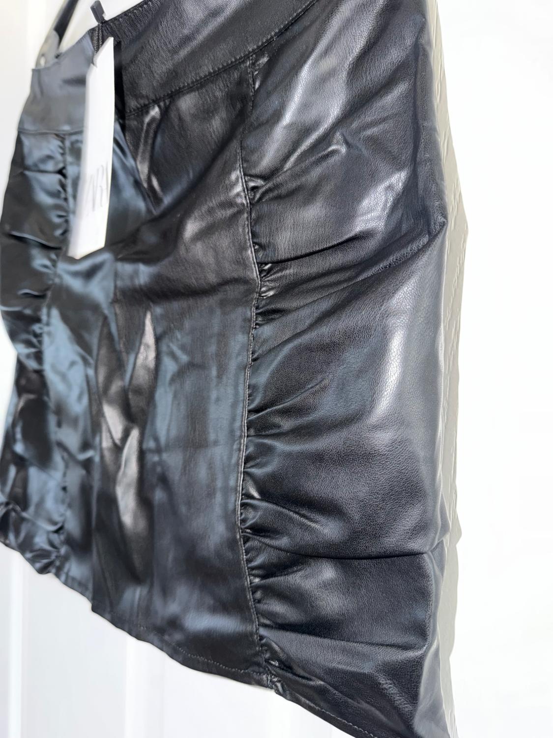 FAUX LEATHER DRAPED SKIRT - Image 4