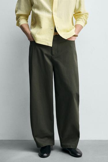 BARREL FIT TROUSERS - ecru/khaki by Zara - Image 1