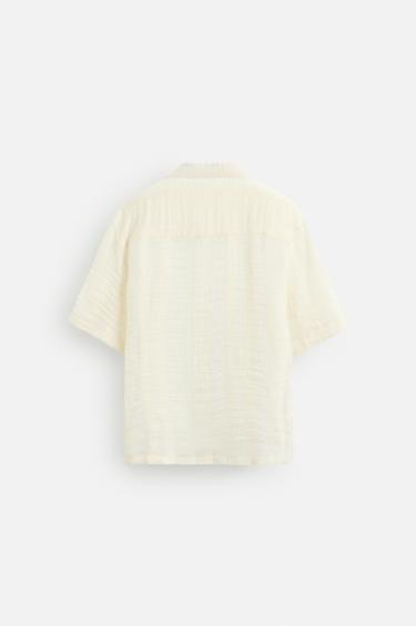 COTTON-LINEN JACQUARD SHIRT - Ecru by Zara - Image 6
