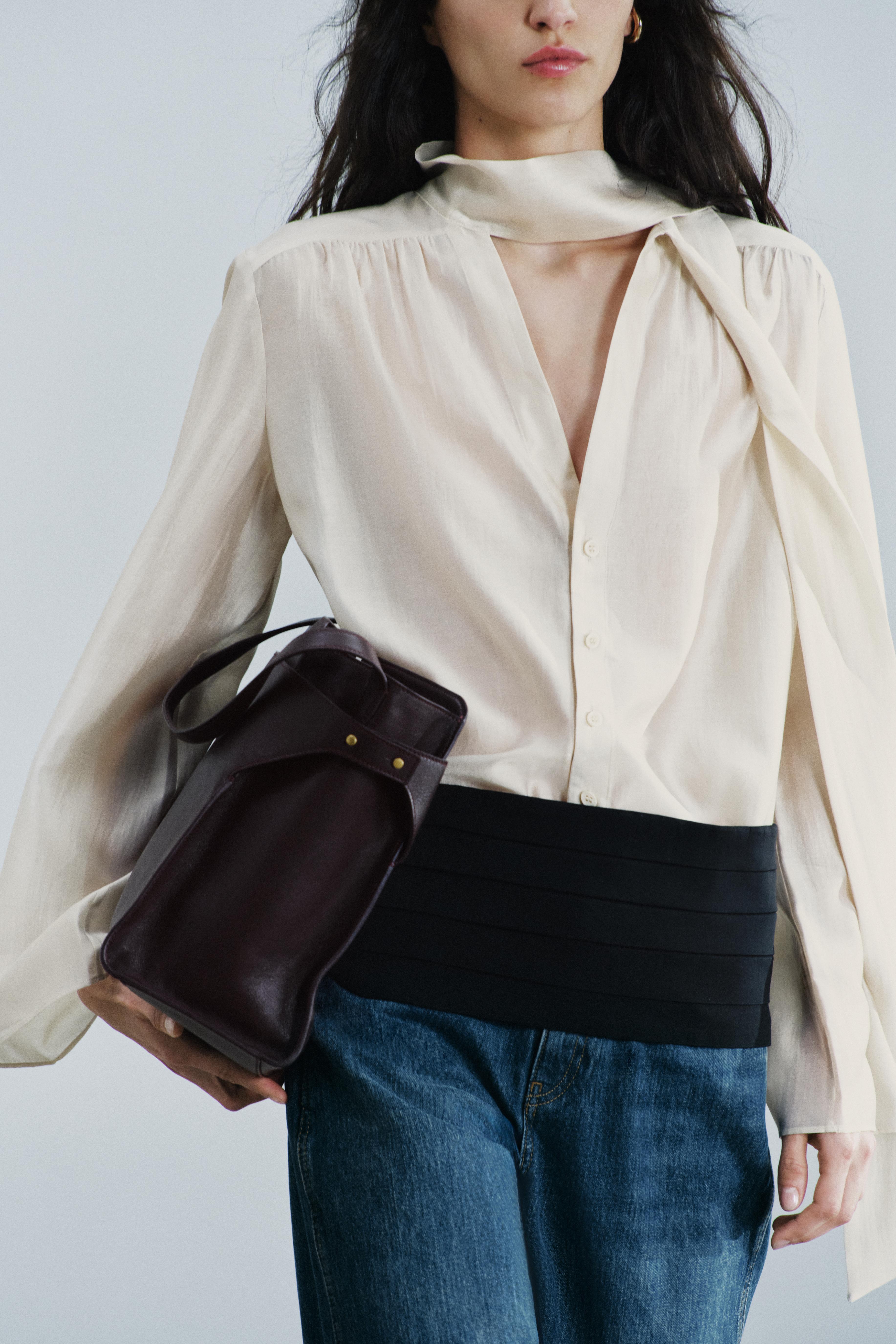 Zara ZW COLLECTION FULAR DETAYLI GÖMLEK görsel 2