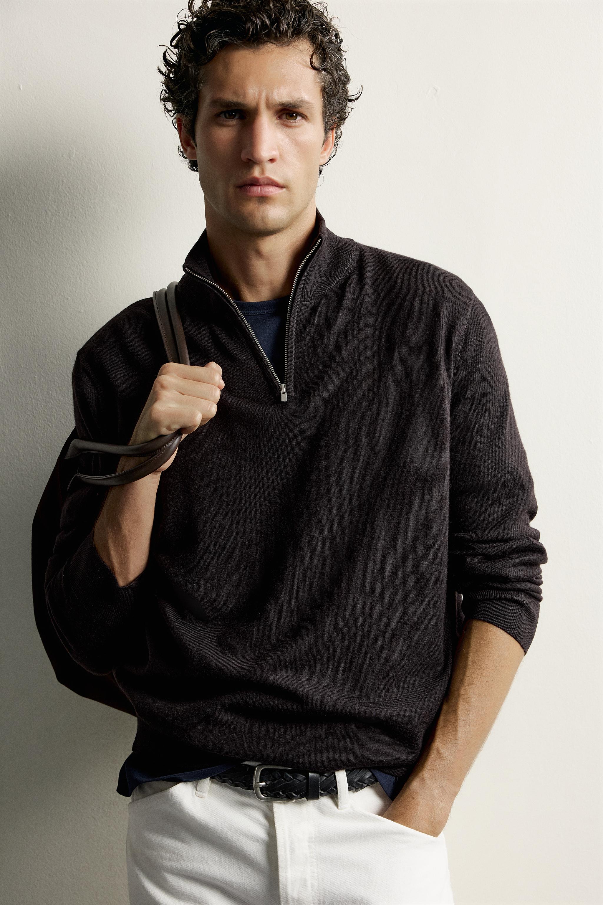 100% WOOL QUARTER-ZIP SWEATER