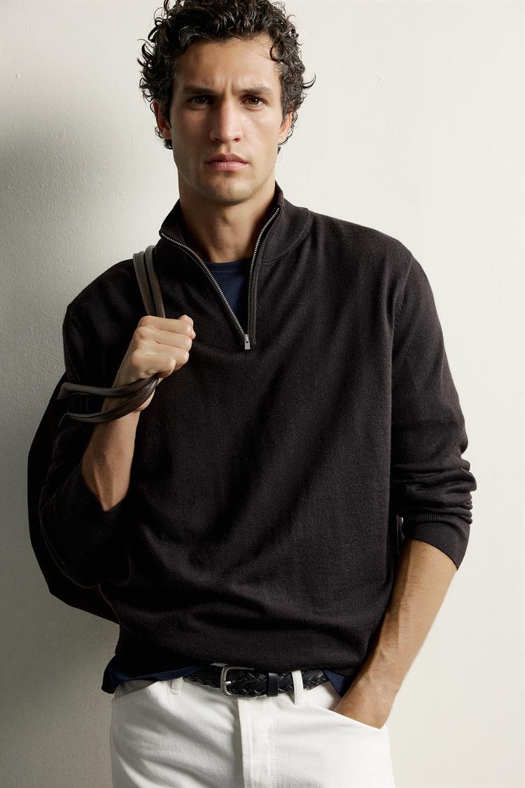 100% WOOL QUARTER-ZIP JUMPER