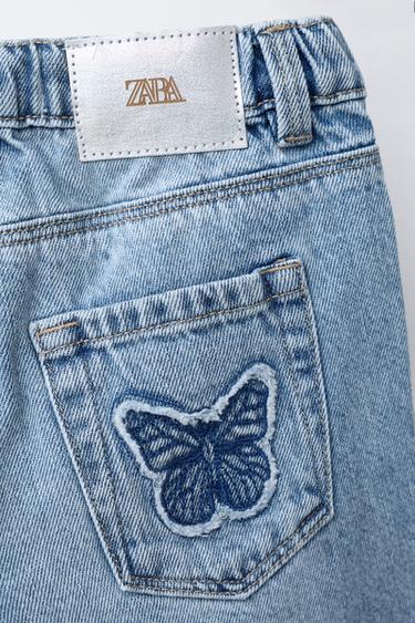 BUTTERFLY STRAIGHT-LEG JEANS - Light blue by Zara - Image 3
