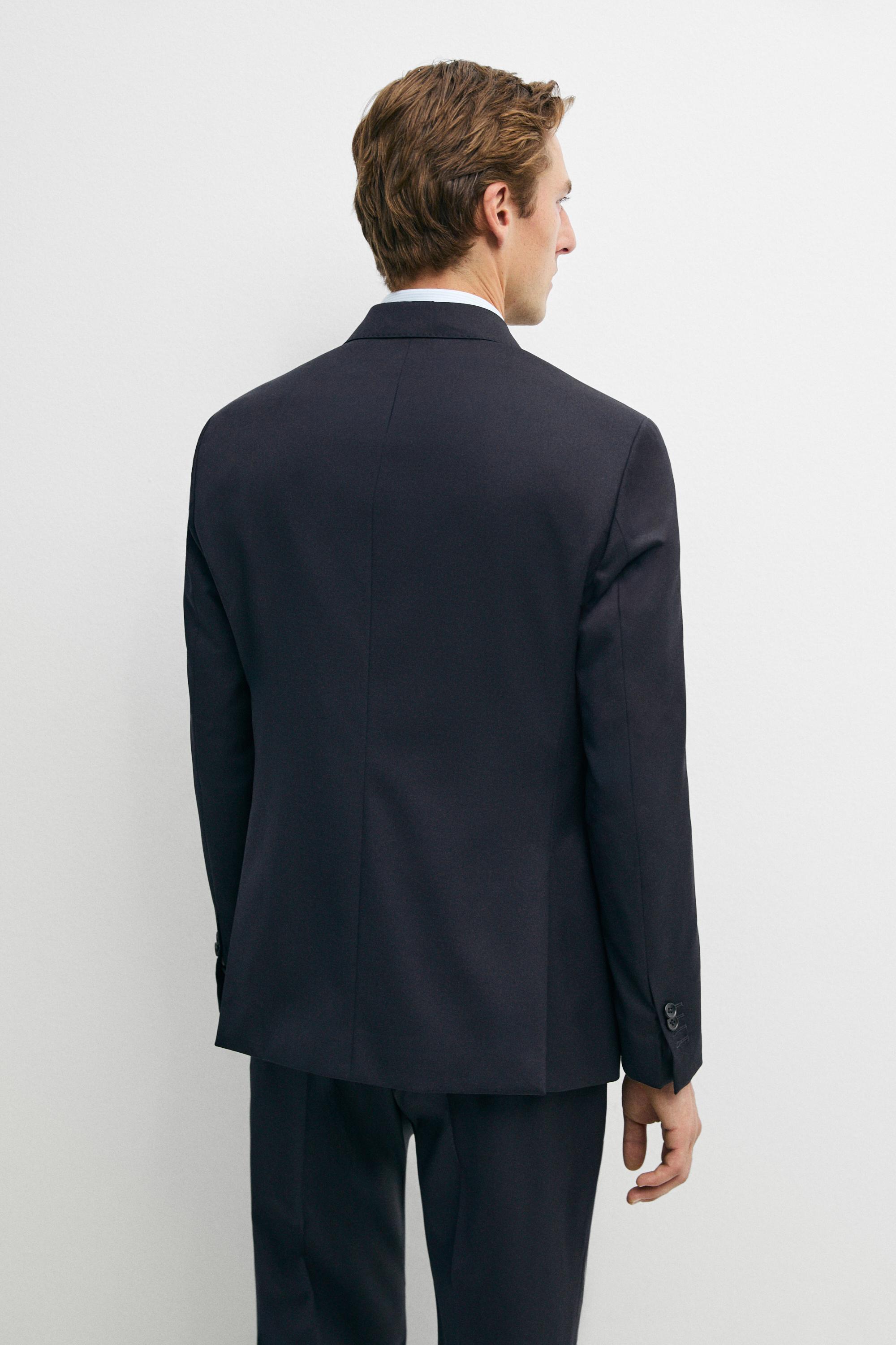 100% cool wool double-breasted suit blazer
