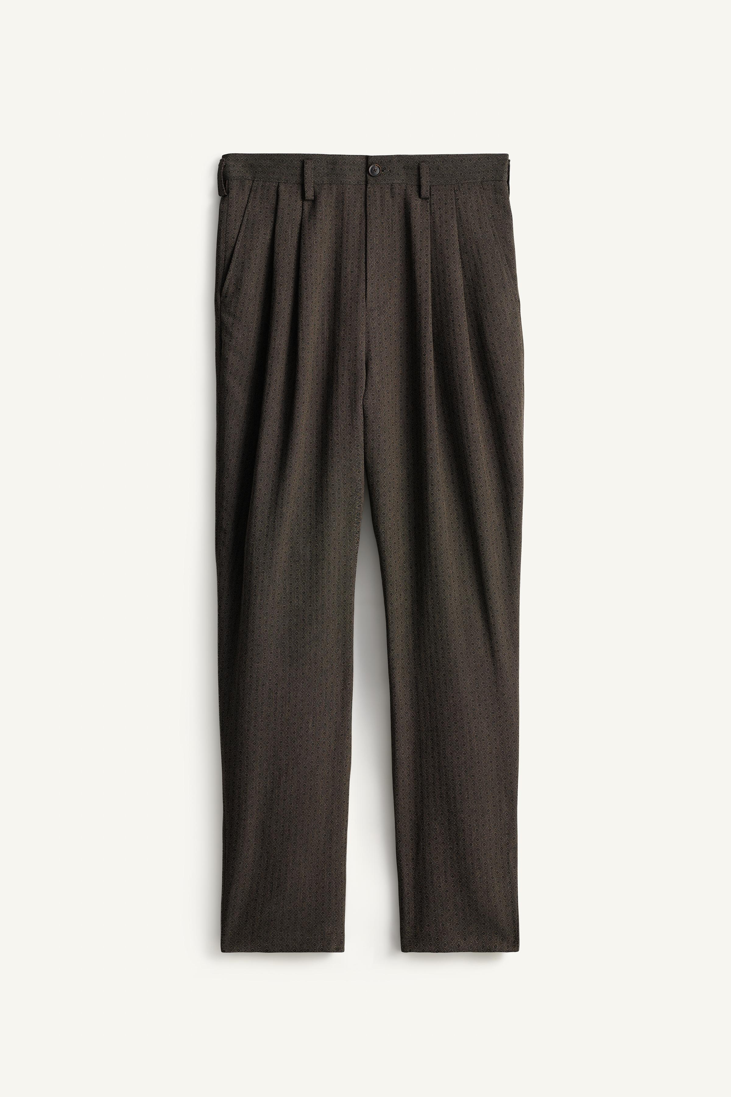 GEOMETRIC JACQUARD PLEATED PANTS