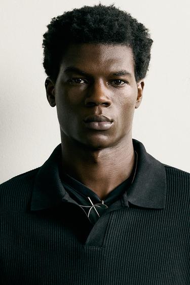 VERTICAL TEXTURE POLO SHIRT - Black by Zara