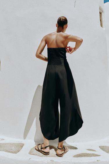 STRAIGHT NECKLINE MIDI JUMPSUIT - Black by Zara - Image 6