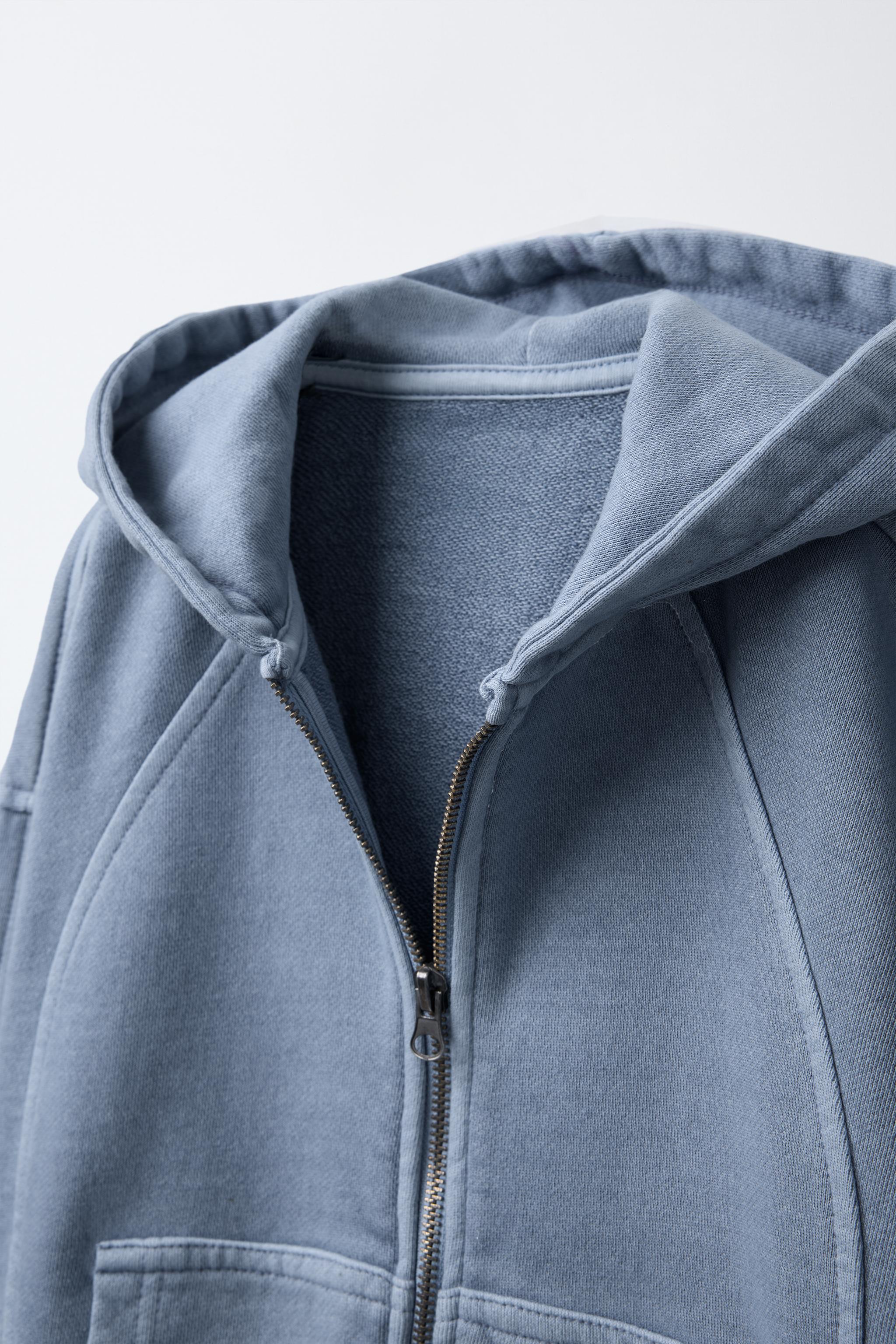 WASHED HOODIE SWEATSHIRT - Blue | ZARA United States WASHED HOODIE SWEATSHIRT - Blue | ZARA United States