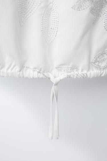 METALLIC THREAD FLORAL TOP - White by Zara - Image 3