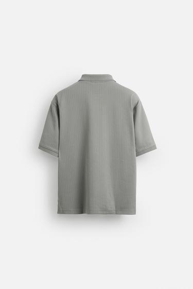 TEXTURED WEAVE QUARTER-ZIP POLO SHIRT - Light green by Zara - Image 7