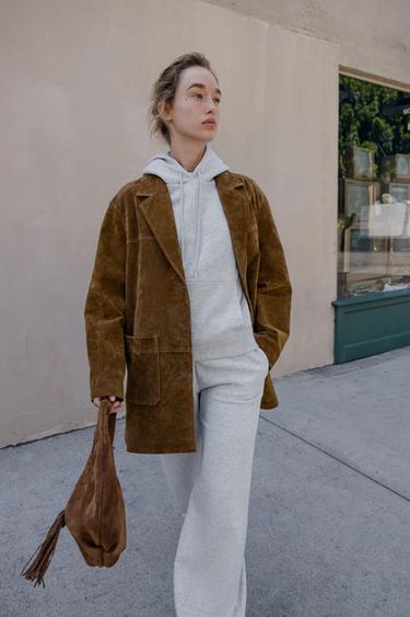 100% LEATHER LONG JACKET - whisky by Zara - Image 1