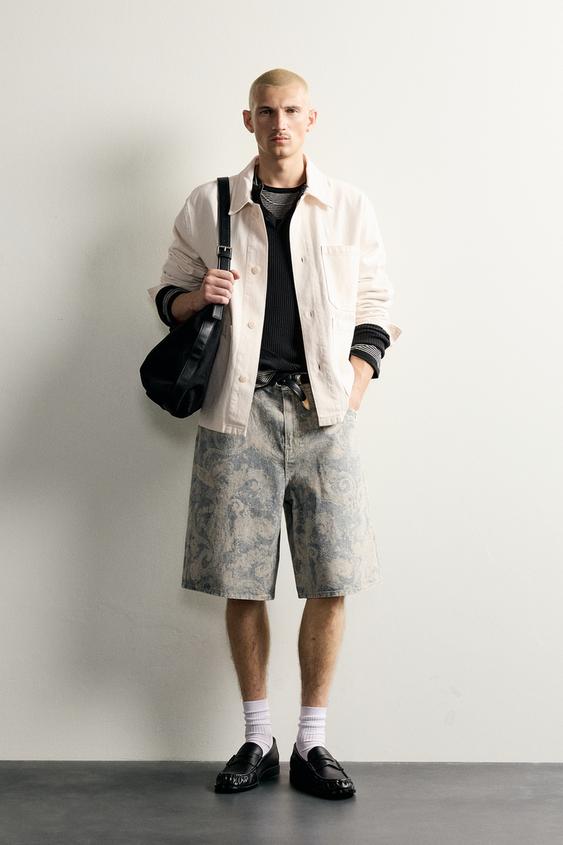 BERMUDA BAGGY FIT ESTAMPADO PAISLEY - Azul claro de Zara - Imagen 0