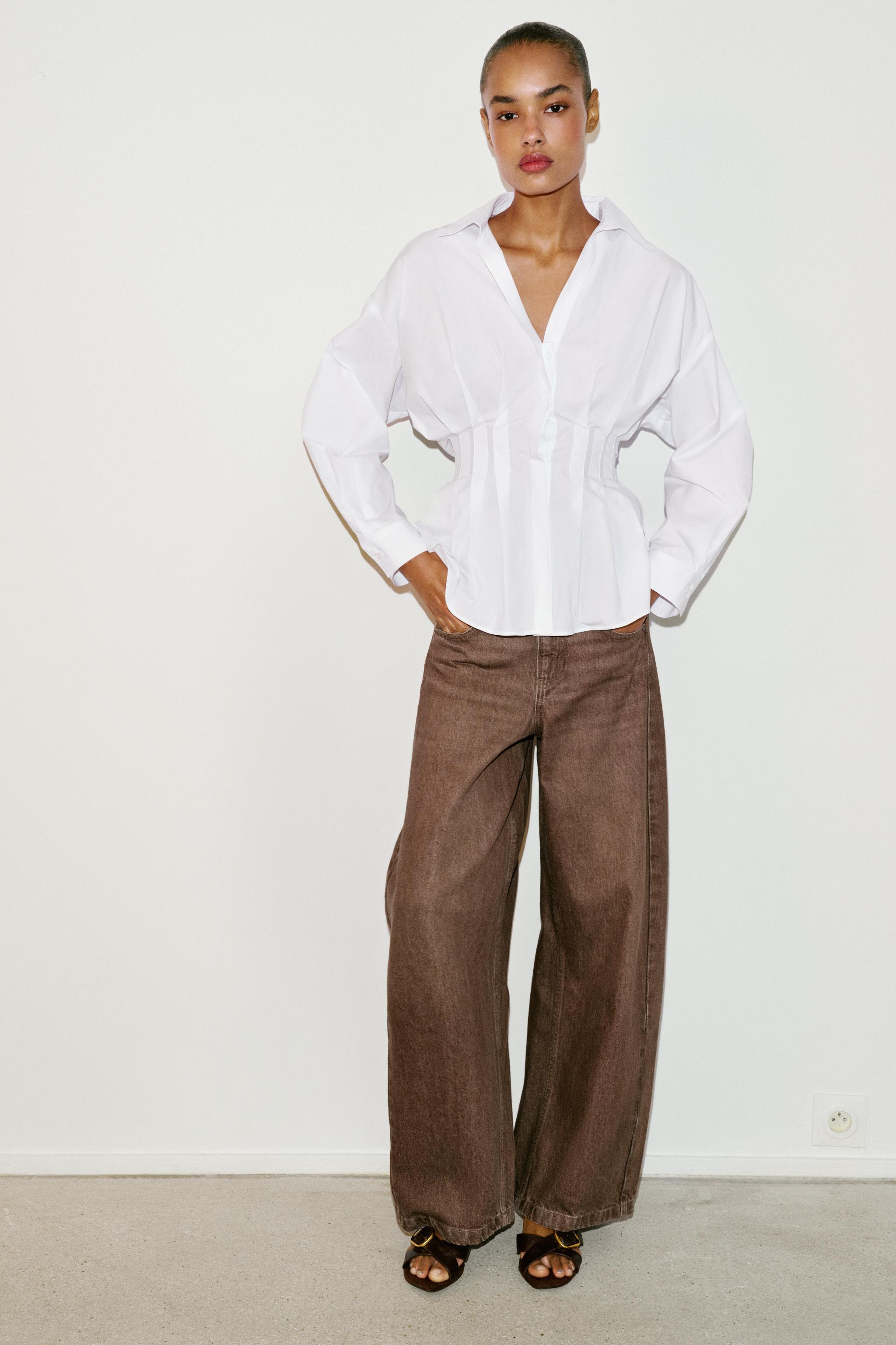 PLEATED POPLIN SHIRT — White
