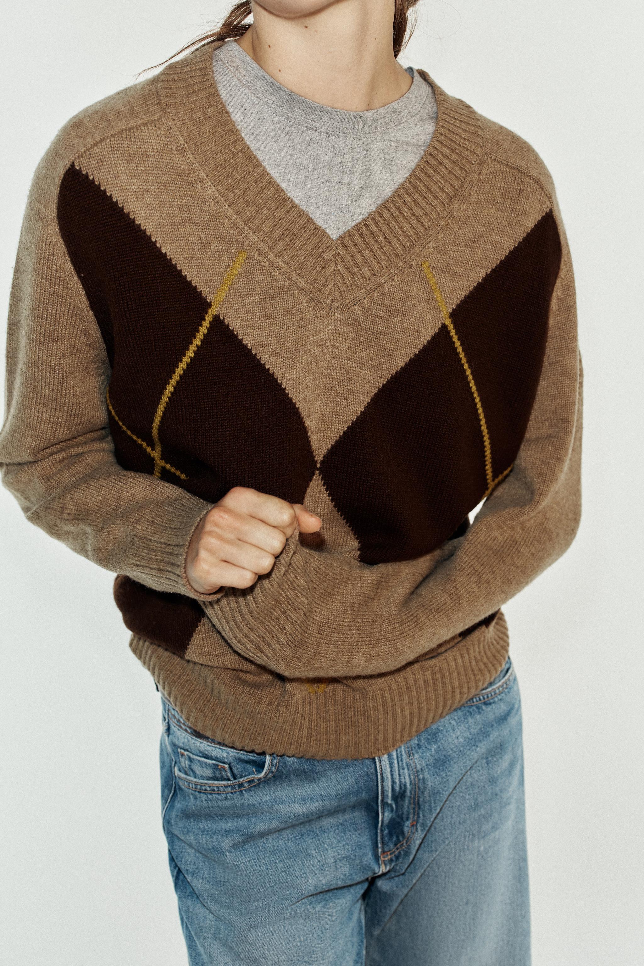Женские свитеры Zara ARGYLE KNIT SWEATER — фото 2