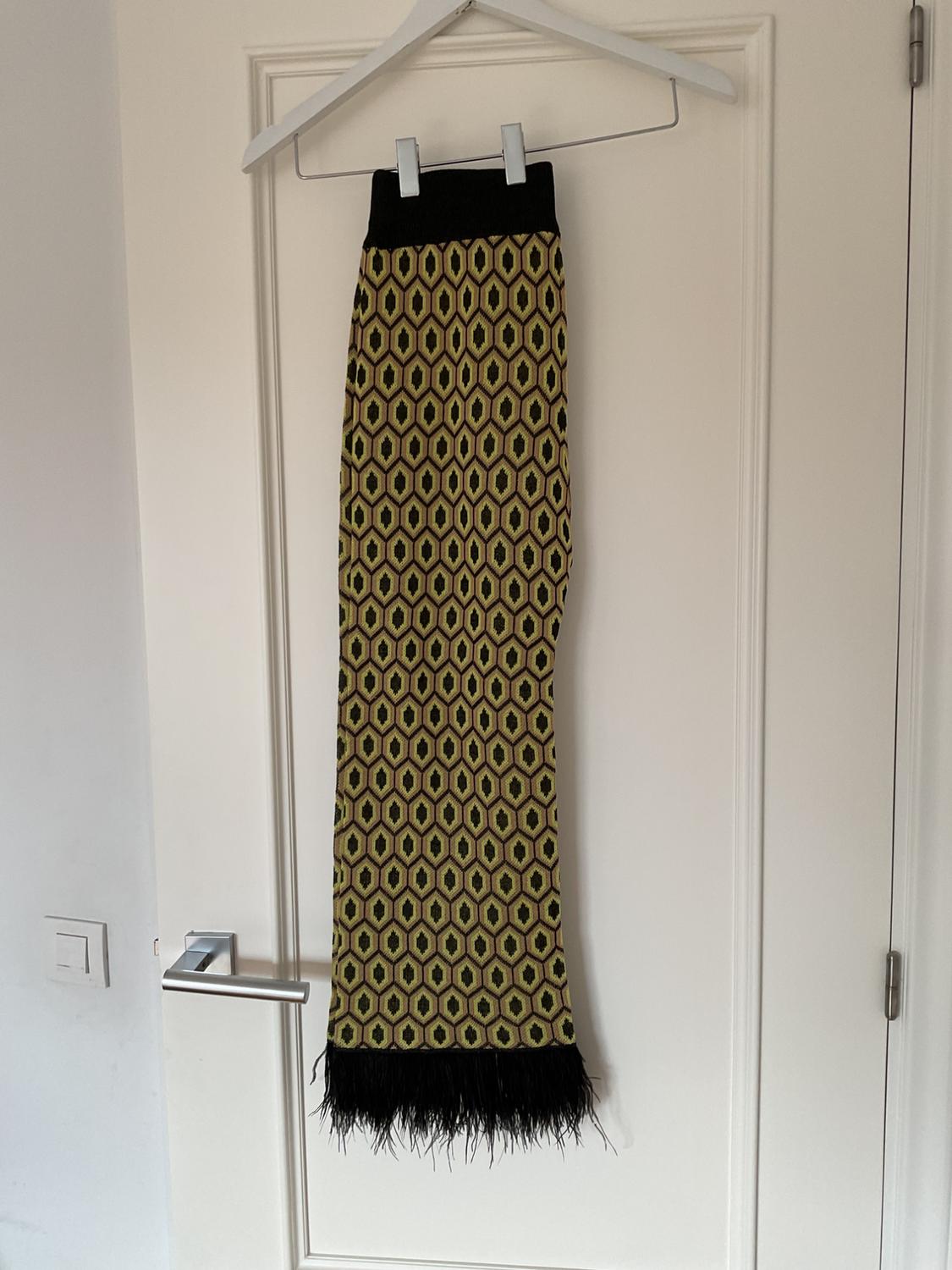 JACQUARD TROUSERS WITH FEATHER TRIMS - Image 3