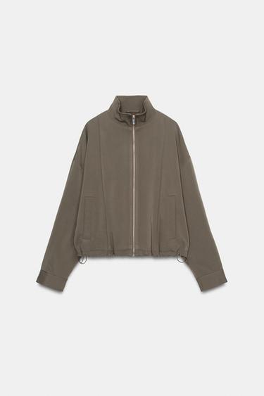 HIGH-NECK BOMBER JACKET - Khaki by Zara - Image 4