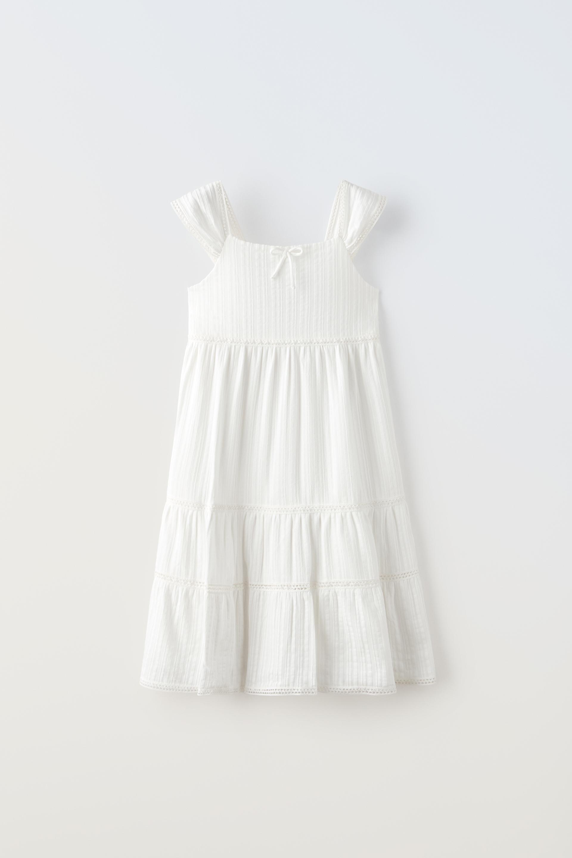 PLEATED DRESS WITH LACE TRIM - White | ZARA United Kingdom