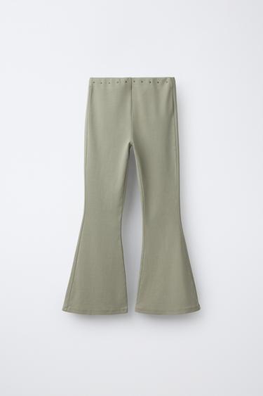 FLARE TROUSERS WITH STUDS - Khaki by Zara