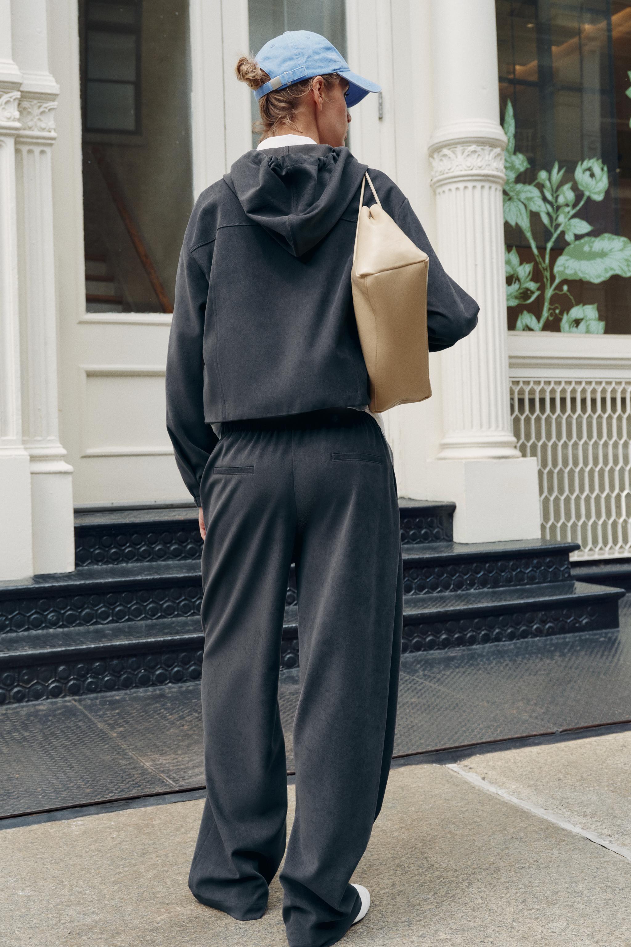 Zara Elastik Belli Geniş Paça Pantolon görsel 4