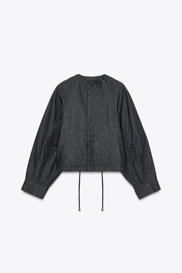 ZW COLLECTION PUFF DENIM BOMBER JACKET - Blue by Zara