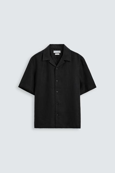 Zara 100% LINEN SHIRT - Black